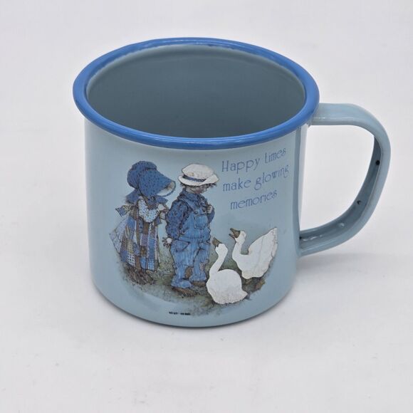 Holly Hobbie Other - Vintage Holly Hobbie "Blue Girl" Enamelware Metal Mug Cup Blue